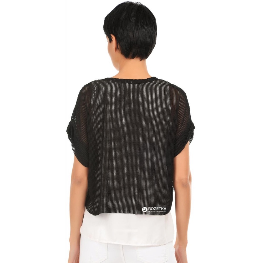 Zara Meshy Black and White Box Sleeve Blouse - Picture 2 of 8